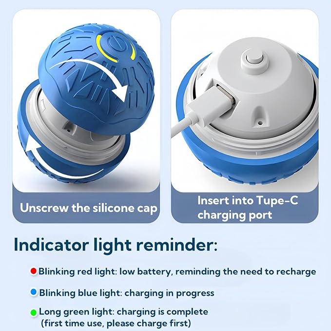 2025 New Interactive Dog Toys Dog Balls,Durable Motion Activated Automatic Rolling Ball Toys for/Small/Medium Dogs（Blue-PurrikoPets