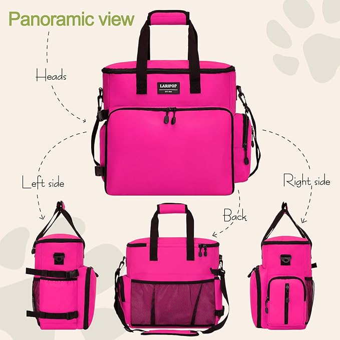 Dog Travel Bag,Weekend Pet Travel Bag Set for Dog and Cat,Airline Approved Tote Multi-Function Dog Bags for Traveling,Include 2 Collapsible Bowls,2 Food Storage Containers,1 Feeding Mat,Red-PurrikoPets