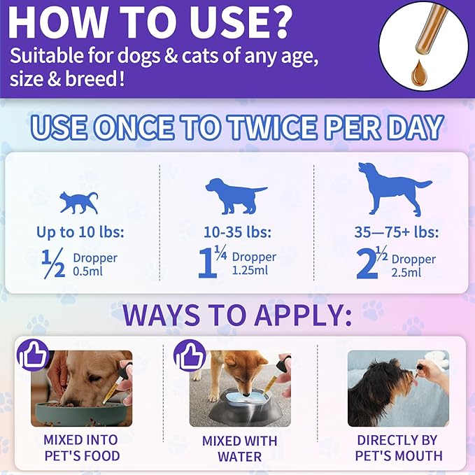 Flea and Tick Prevention Support for Cats and Dogs Natural Flea Treatment Drops with Multivitamin for Pets Oral Natural Supplement Flea and Tick Treatment Drops for All Breeds and Ages-PurrikoPets