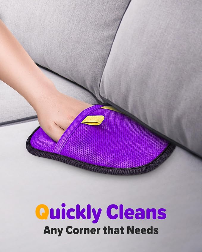 2025 Thickened Electrostatic Pet Hair Removal Gloves (2 Pcs) - Reusable Strong Grooming Gloves for Cats & Dogs, Hair Remover for Couch, Furniture, Carpet, Car Seats & Clothing (Purple)-PurrikoPets