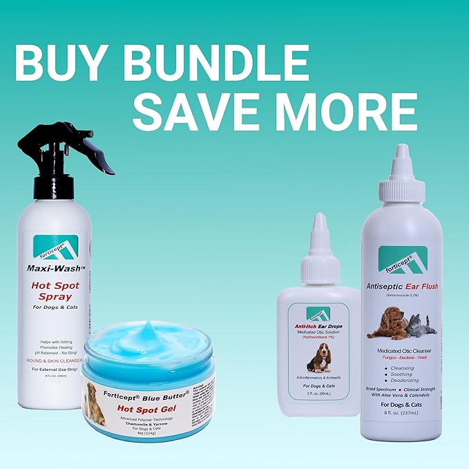 Forticept Blue Butter – Hot Spot Treatment for Dogs | Dog Wound Care | Skin Yeast Infections, Ringworm, Cuts, Rashes, First Aid Veterinary Strength Topical Ointment 4oz-PurrikoPets