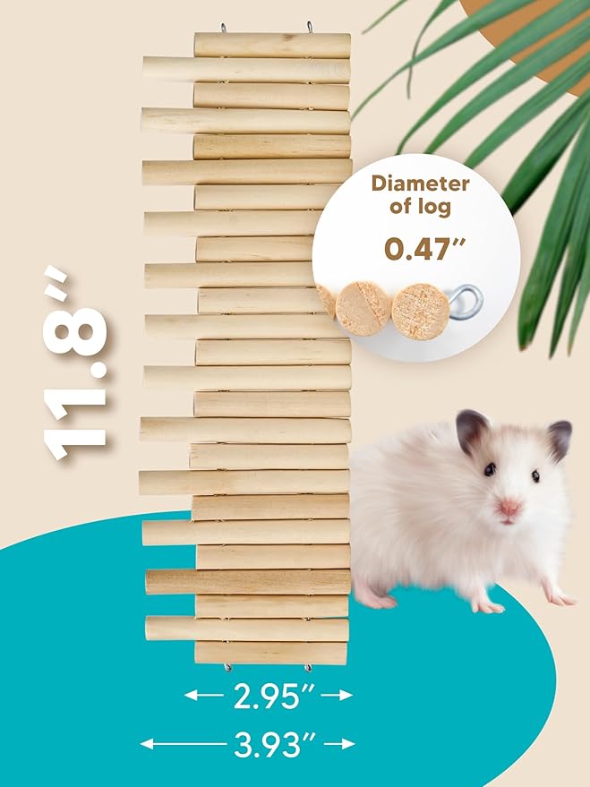 2PCS Wooden Hamster Fence, Bridge Cage Decor, Wooden Hamster Accessory 11.8in（3.93in High）-PurrikoPets