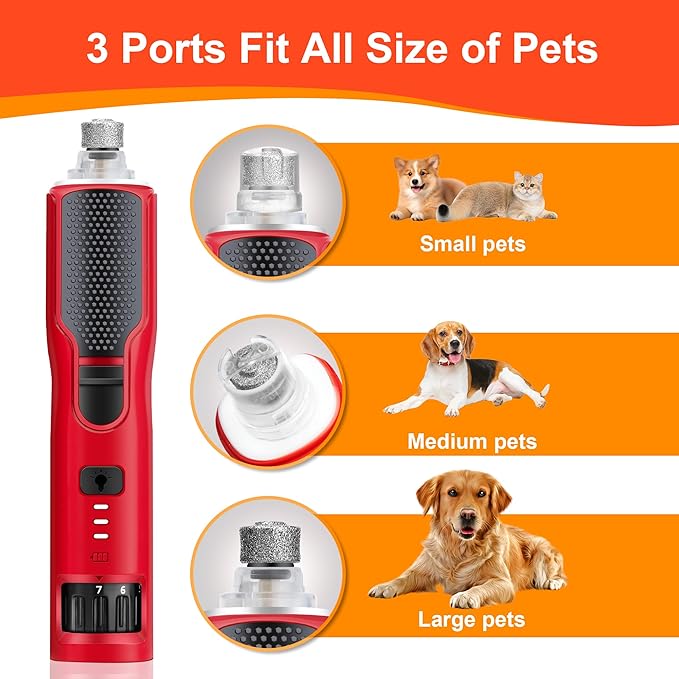 Dog Nail Grinder 7-Speed & 360° LED Light, Professional Pet Nail Grinder for Dogs and Cats, Electric Dog Nail Trimmer Painless Paws Grooming & Smoothing Tool for Large Medium Small Dogs Cats Pets-PurrikoPets