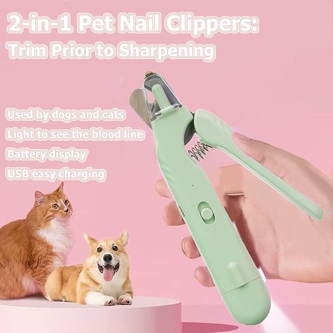 2 In 1 Pet Nail Clipper and Grinder, Professional Electric Rechargeable Pet Nail Fast Trimmer, Painless, Claw Care Grooming, Smoothing, Silent - Shockproof, For Small, Large Dogs & Cats, upgraded-PurrikoPets