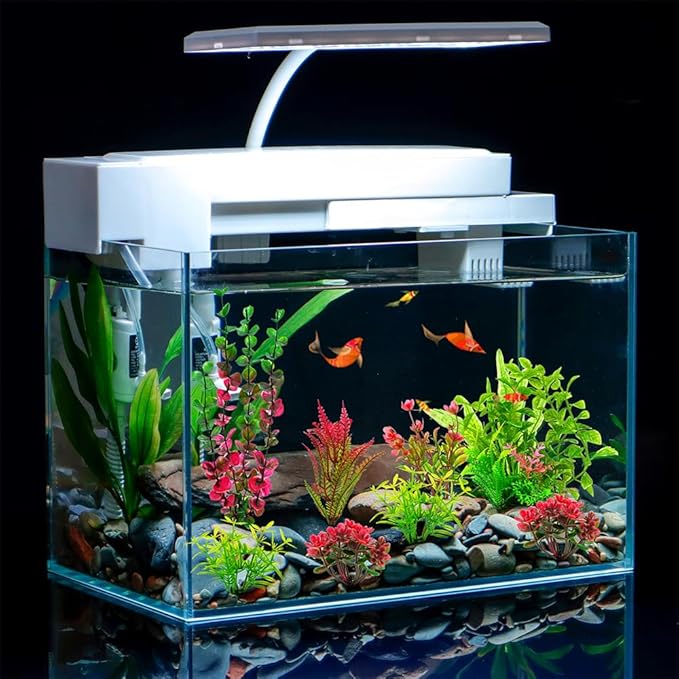 18-Piece Artificial Aquarium Plants Decorations – Large Set with Red & Green Foliage, Fish Tank Decor for Betta, Goldfish, Freshwater & Saltwater Tanks, Weighted Bases-PurrikoPets