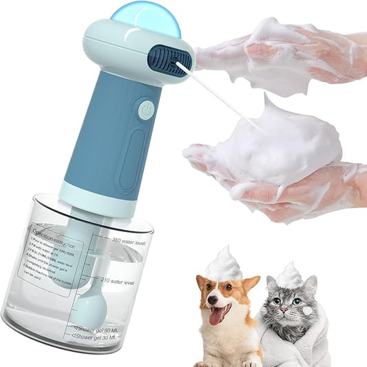 Electric Dog Shampoo Dispenser,IPX7 Cat Shampoo Sprayer,Pet Bath Supplies Automatic Foaming Shampoo Dispenser for Dog Deep Cleaing,Kitchen Sink，Bathroom Blue-PurrikoPets