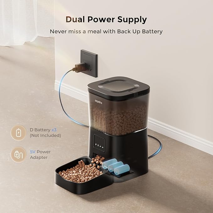 Espelho Automatic Cat Feeders WiFi: Food Dispenser with App Control 2.4Ghz WiFi- Smart Timed Cats Feeder with Voice Recorder| 4L Auto Pet Feeder for Cat and Small Dog- Up to 10 Meals per Day-PurrikoPets
