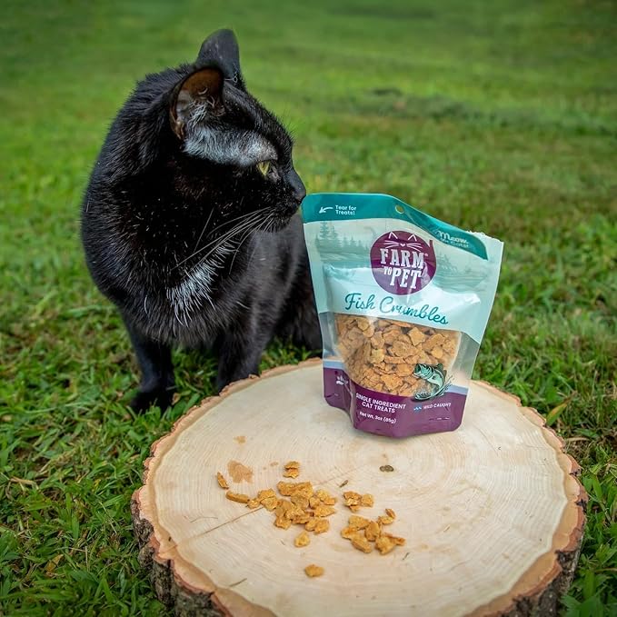 Farm To Pet - Cat Treat Crumbles - 3 oz Single Ingredient Fish Treat and Snacks - Healthy for Indoor Cats and Kitten - Essential Products (Mix with Wet/Dry Food)-PurrikoPets