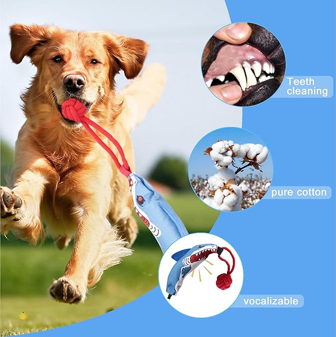Dog tug of war Toy with Handle,Interactive Dog Toys with Squeak for Aggressive chewers, Durable Bungee Cord Toy with chew Ball-PurrikoPets