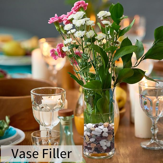 2 lbs Natural Mixed Color Pea Gravel Pebbles, 3/8 inch Decorative Rocks for Succulents, Pebbles for Indoor Plants, Vases, Aquarium Gravel, Top Dressing, Outdoor Decorative Stones-PurrikoPets