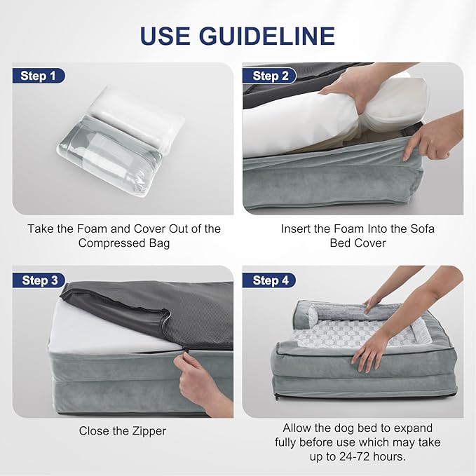 FURTIME Orthopedic Dog Bed for Small Dogs - Waterproof Dog Sofa Beds Small, Supportive Foam Pet Couch Bed with Removable Washable Cover, Waterproof Lining and Nonskid Bottom, Light Grey-PurrikoPets