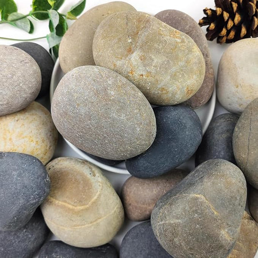 40lbs Natural River Rocks, 3"-4" Premium Pebbles for Garden and Landscape Design, Hand-Picked Smooth Stones for Fish Tank, Flower Pots, Indoor Water Fountains, Pathways, Backyard-PurrikoPets