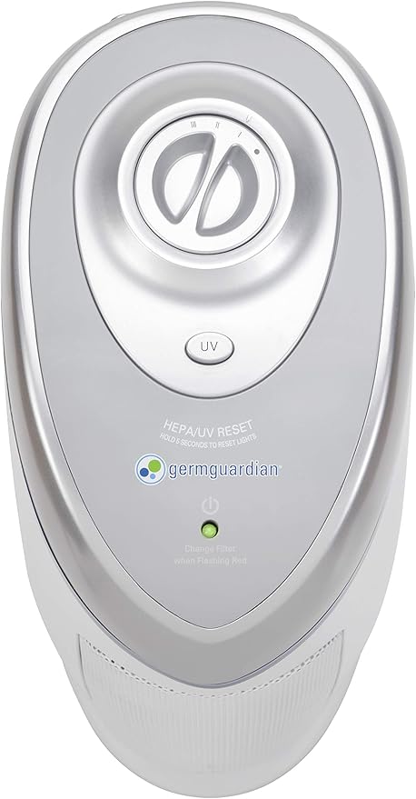 GermGuardian Air Purifier for Home with HEPA Pure Filter, for Wildfire Smoke, Pet Dander, Pollen, Odors, Large Rooms Up To 743 Sq. Ft., Removes 99.97% Pollutants, UV-C Light, 22", AC4825W, White-PurrikoPets