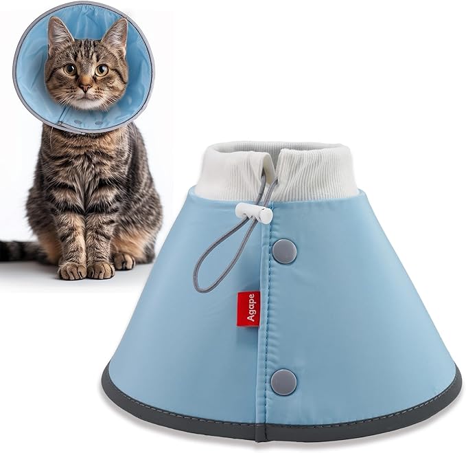 Agape Soft Cone for Cats & Small Dogs, Comfy Pet Cone to Stop Licking, Adjustable Cat E Collar Alternative After Surgery, Protective Elizabethan Collar for Pup & Kitty, Water Repellent Recovery Cone-PurrikoPets