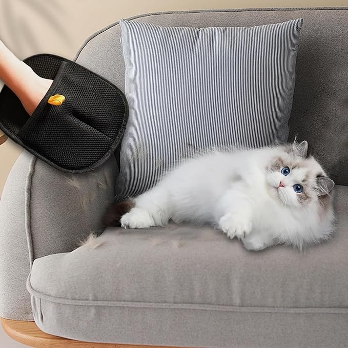 2025 Upgraded Pet Hair Removal Glove |Double-Sided – Reusable Grooming & Bathing Glove for Dogs and Cats |Soft Silcone Touch |Easy Deshedding and Cleaning Mitt (Black, 5 PCS)-PurrikoPets