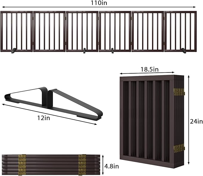 Freestanding Pet Gate 55-110" Extre Wide, Foldable Dog Gate for The Doorways House, Pet Gates for Dogs, Doogie Puppy Fence Gate-PurrikoPets