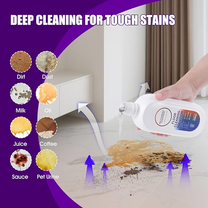 Floor Cleaning Solution Compatible with Tineco iFLOOR Series, All Robot Vacuums & Wireless Wet-Dry Mops, 4 Bottle Floor Cleaner Refill, Lavender Scent-PurrikoPets