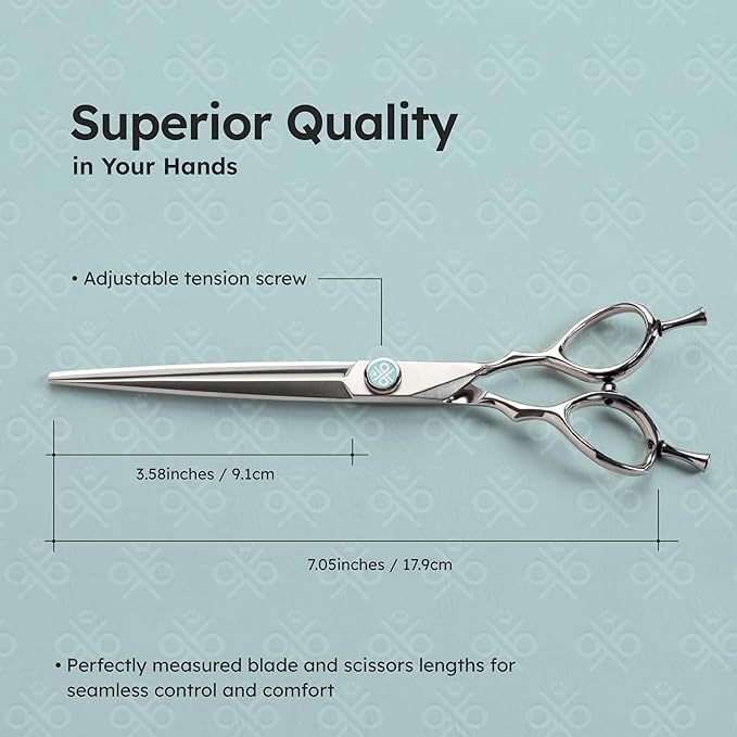7" Dog Grooming Scissors – Sawtooth Blade, VG10 Stainless Steel for Sharpness, Durability, and Edge Retention, Perfect for Grooming Maltese, Yorkie, Schnauzer-PurrikoPets