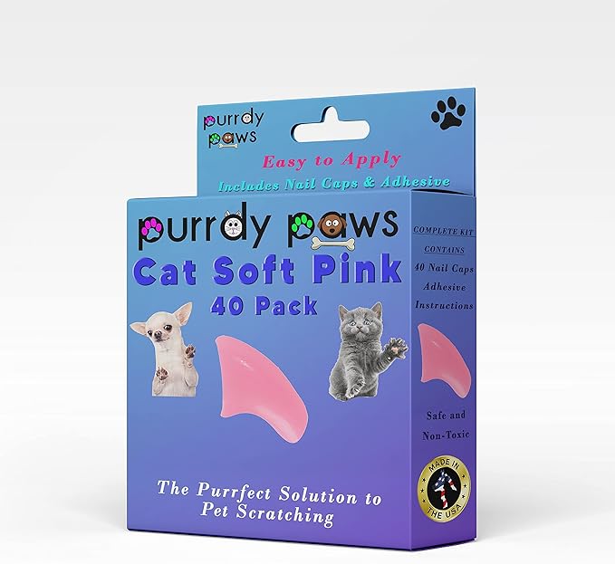 40 Pack Soft Nail Caps for Cat Claws Soft Pink Large-PurrikoPets