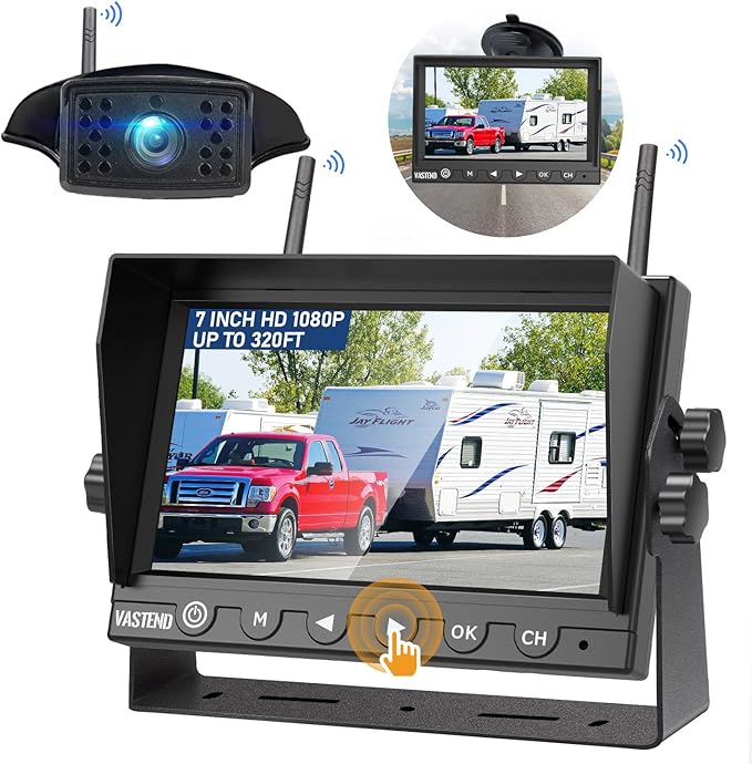 7 Inch RV Backup Camera Wireless, HD 1080P DVR Backup Camera High-Speed Rear View Observation System Stable Signals for RVs, Trucks, Trailers, IP69 Waterproof IR Night Vision-PurrikoPets