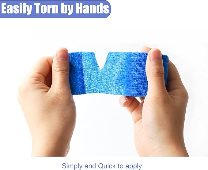 9 Pack 2" x 5 Yards Self Adhesive Bandage Wrap Self Stick Wrap for Ankle, Wrist, Finger, Sports, Breathable Cohesive Vet Tape for Pets (Dark Blue)-PurrikoPets