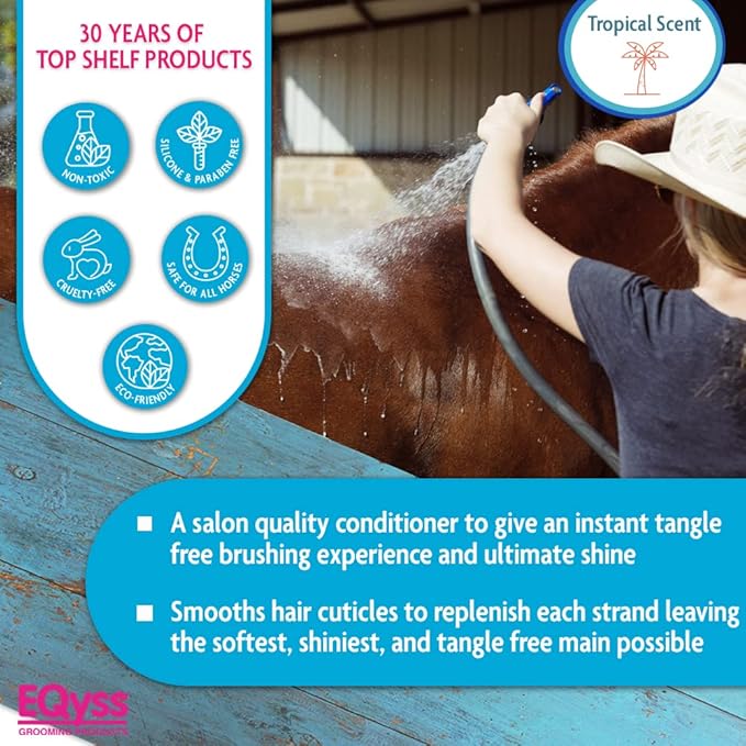 EQyss Premier Equine Conditioner - Moisturize Skin, Detangle Horse's Mane, Tail, & Coat, Add Shine, Tangle-Free Brushing, Minimize Flyaways (128 oz)-PurrikoPets