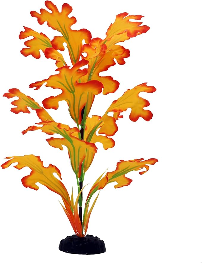 2-Pack 12 Inch Aquarium Silk Aquarium Plants, Artificial Plastic Plant for Small Tank, Goldfish, Fish Hides (Yellow, 12 Inch)-PurrikoPets