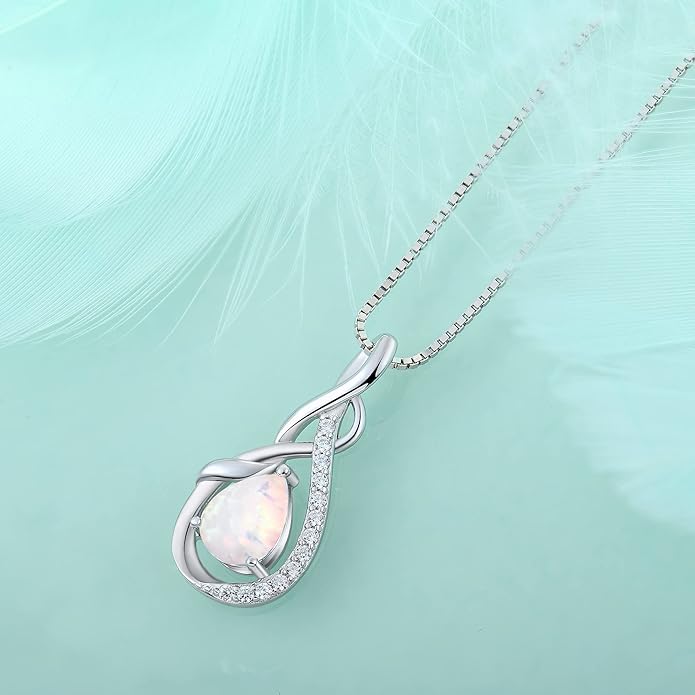 STARCHENIE Infinity Teardrop Pendant Necklace for Women 925 Sterling Silver Birthstone Jewelry