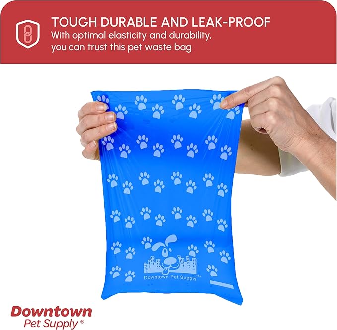 Downtown Pet Supply Rainbow Paw Print Poop Bags (520 CT & 2 Dispensers) - Leak-Proof, Unscented, Clips to Dog Leashes & Harnesses-PurrikoPets