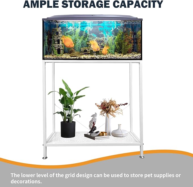 Fish Tank Stand: The Perfect 10 Gallon Metal Aquarium Stand Measuring 22.8" W x 10.6" D x 31.3" H to Fit Your Aquatic Display Needs. (10 Gallon-White)-PurrikoPets