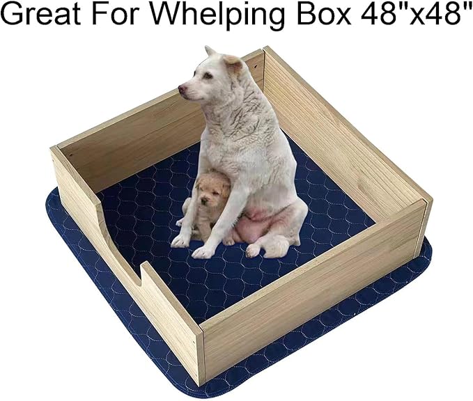 2Pack Pee Pads for Dogs Washable 53”x53”, Extra Large Puppy Pads Waterproof, Super Absorption, Anti Skid for Whelping Training-PurrikoPets
