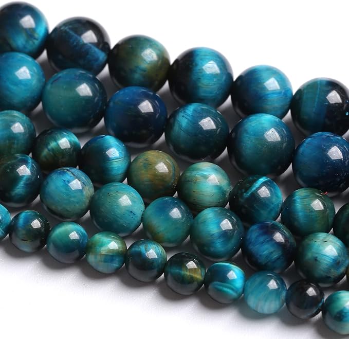 4MM 88PCS Peacock Blue Tiger Eye Stone Beads Natural Crystal Spacer Loose Beads for Jewelry Making DIY Bracelet Semi Precious 1 Strand 15 inches