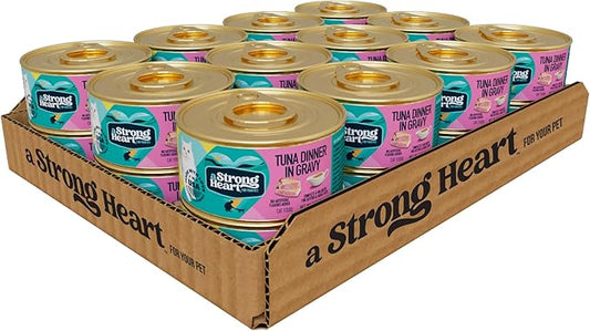 A Strong Heart Canned Wet Cat Food, Tuna Dinner in Gravy - 3 oz Cans (Pack of 24), Made in The USA with Real Tuna-PurrikoPets