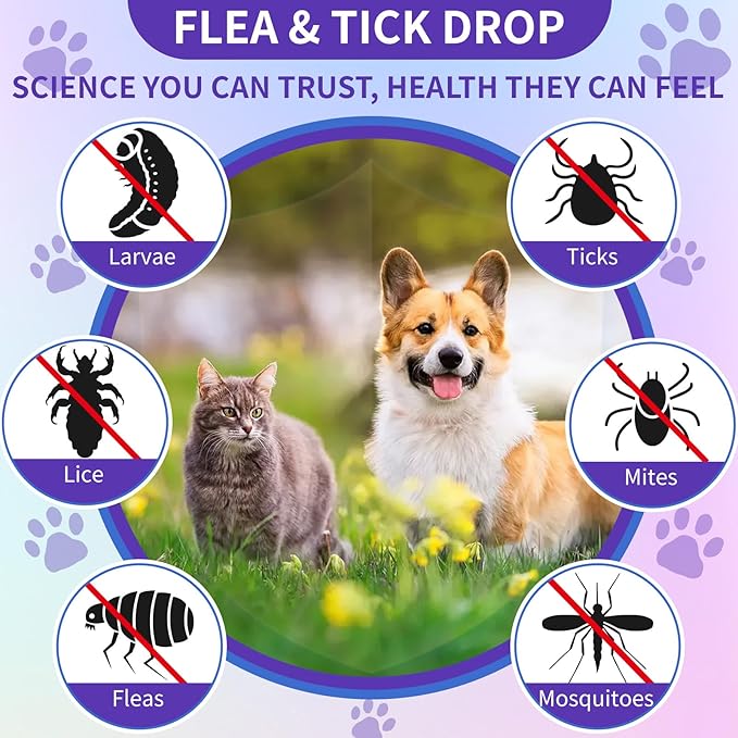 Flea and Tick Prevention Support for Cats and Dogs Natural Flea Treatment Drops with Multivitamin for Pets Oral Natural Supplement Flea and Tick Treatment Drops for All Breeds and Ages-PurrikoPets