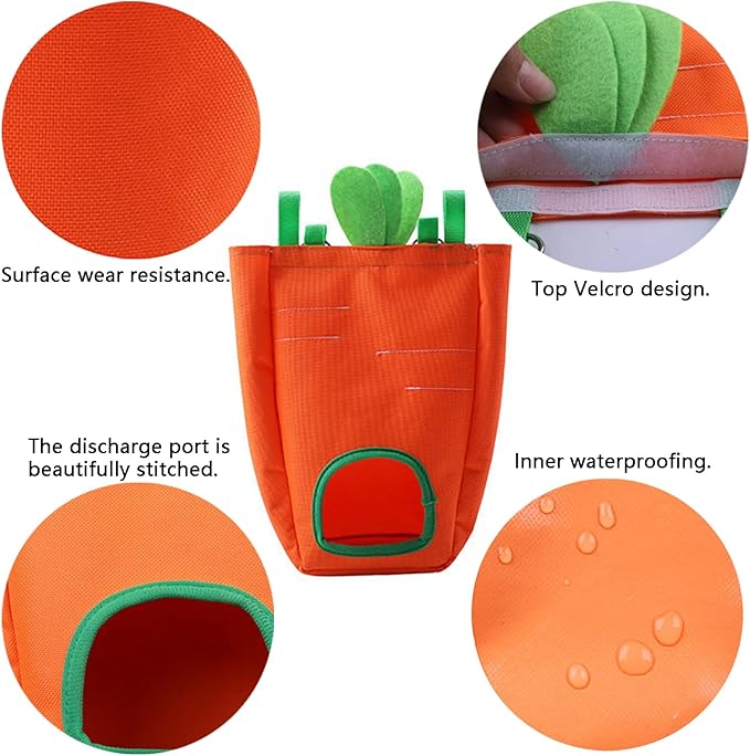 GKYZBB Rabbit Hay Feeder Bag for Cage Guinea Pig Timothy Hay Dispenser Storage Manger Hanging Large Less Waste for Bunny（Carrot）-PurrikoPets
