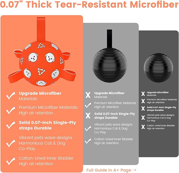 Dog Toys Soccer Ball with Straps, Durable Dog Balls, Interactive Dog Toys for Tug of War, Floating Water Puppy Toys for Indoor/Outdoor – Fun Dog Birthday Gift for Small Medium Dogs, 6 Inch-PurrikoPets