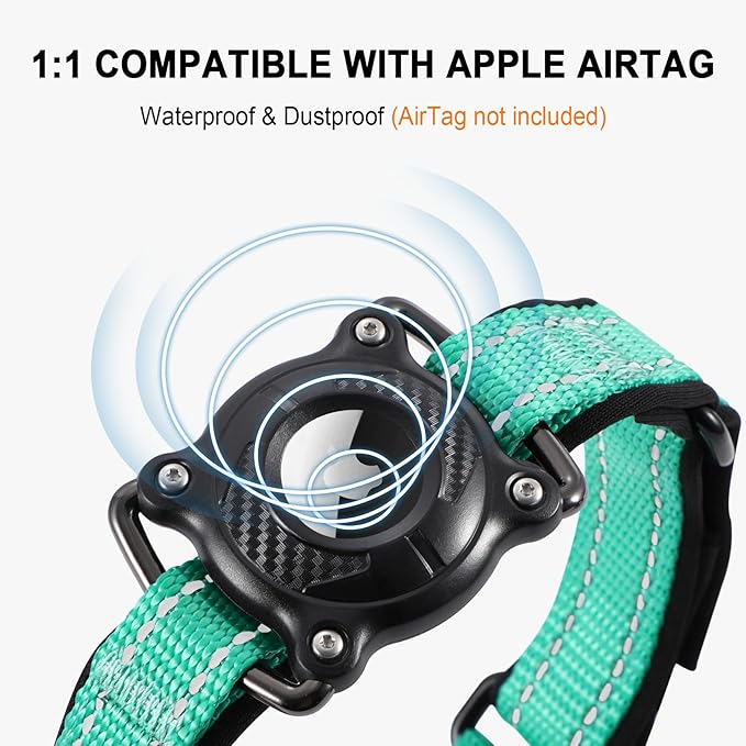 Airtag Dog Collar with Martingale Design, IP68 Waterproof Air Tag Collar Holder, Adjustable Reflective Soft Padded Nylon Dog Collar for Large Medium Small Dogs-PurrikoPets
