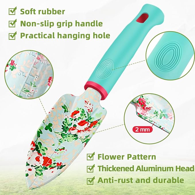 Garden Tools Set WANCHI 10 Piece Heavy Duty Floral Garden Tool Set Gardening Gifts for Women Men Birthday Rust-Proof Aluminum Garden Hand Tools Gardening Kit with Tote Bag Apron Glove-PurrikoPets