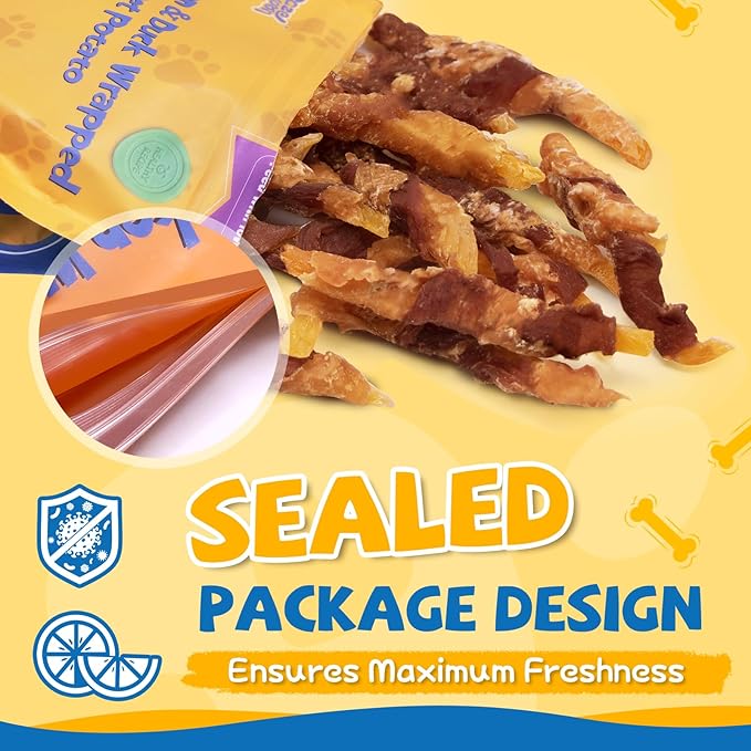 gazeupon Dog Treats，Chicken&Duck Wrapped Sweet Potato，Healthy Training Snacks for Dogs, Rawhide Free,14.1 oz-PurrikoPets