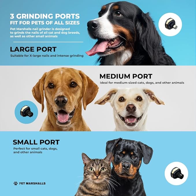 3-in-1 Cat & Dog Nail Grinder with Clipper & File, Quiet LED Trimmer, 3-Speed Pet Grooming Tool, Rechargeable 2000mAh Battery-PurrikoPets