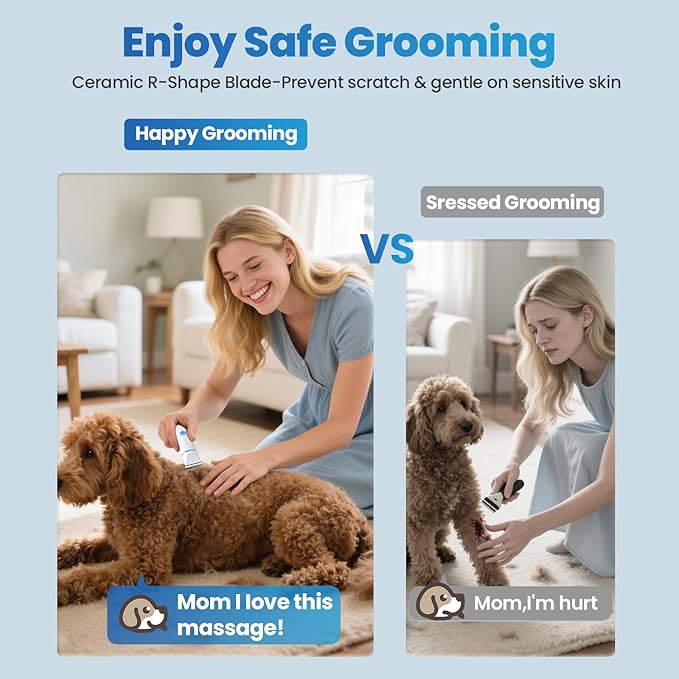 3-in-1 Dog & Cat Grooming Kit - Rechargeable Cordless Pet Hair Clippers with Nail Grinder & Paw Trimmer & 5 Guide Combs, Low Noise Dog Clippers for Grooming Small Medium Pets-PurrikoPets