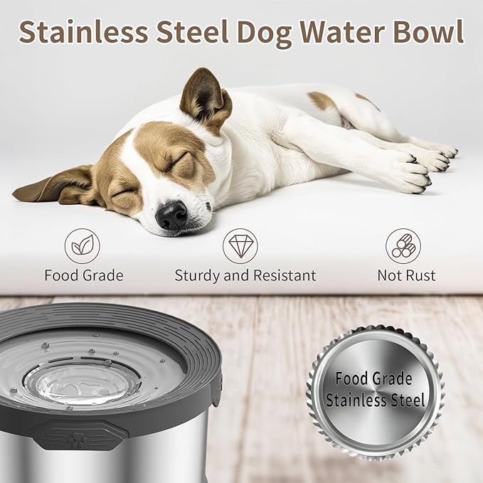 12L Dog Water Bowl No Spill 3.1 Gallon Super Large Capacity Stainless Steel No Splash Dog Bowls Slow Drinking Feeder with Non-Slip Base Pet Water Dispenser for Dogs-PurrikoPets