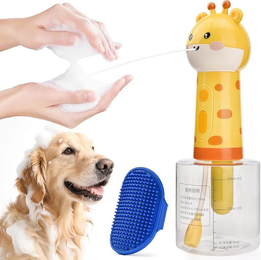 Electric Dog Cleaning Foam Machine with Bath Glove,Automatic Dog Soap Dispenser for Bath, Dog Bath Supplies - Outdoor Dog Shower Attachment for Bathtub for After Walk Pet Wash-PurrikoPets