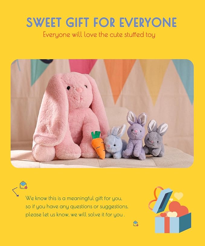 5 Pieces Rabbit Stuffed Animals for Girls,1 Mommy Rabbit with 4 Babies,Plush Bunny Stuffed Toy Gifts for Kids Children 3 4 5 6 7 8 9 Years,Soft Stuffed Bunny for Christmas,Birthday,Party Decorations-PurrikoPets