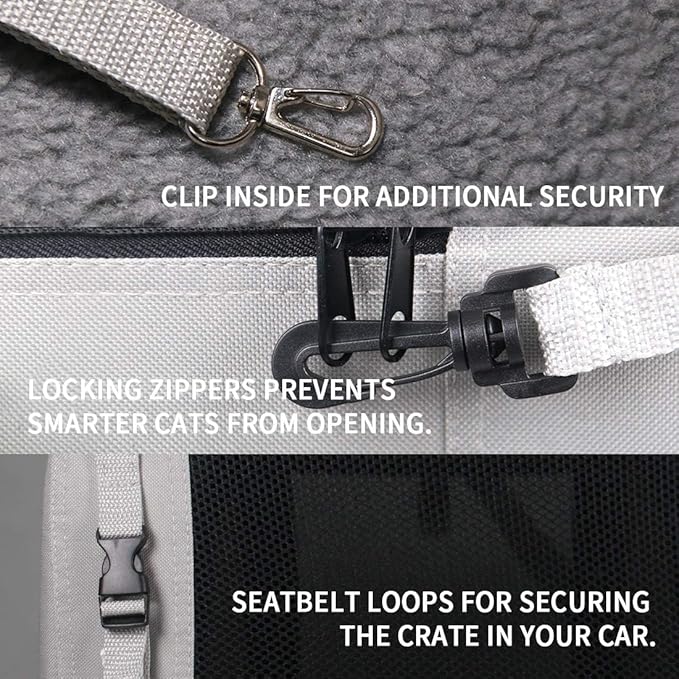 Extra Large Cat Carrier Soft Sided, Portable Small Dog Carrier for 2 Cats, 24"x16.5"x16" Car Travel Folding Comfortable Design, Khaki-PurrikoPets