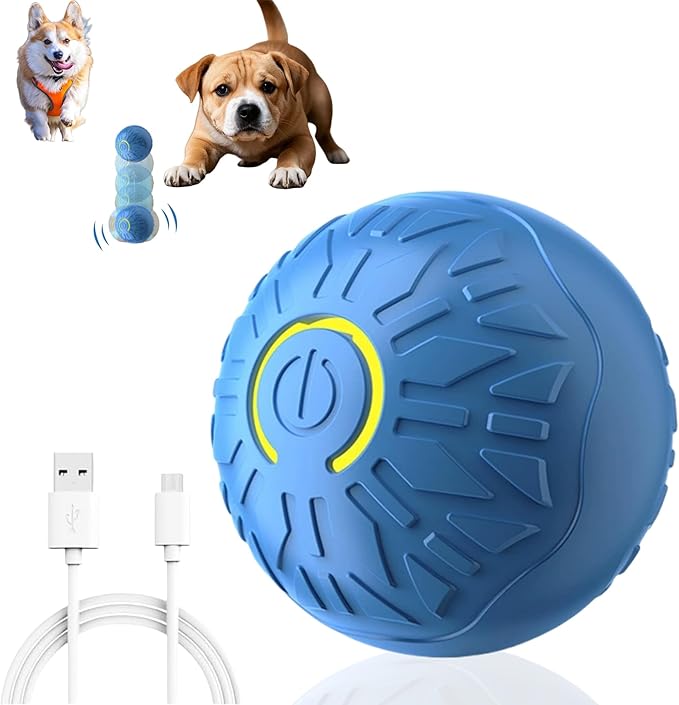 2025 New Interactive Dog Toys Dog Balls,Durable Motion Activated Automatic Rolling Ball Toys for/Small/Medium Dogs（Blue-PurrikoPets