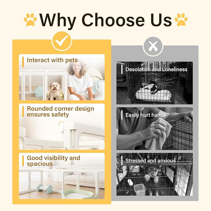 Acrylic Dog PlayPen, Clear Dog Play Pen for Puppy Cat Rabbit, Easy Assemble Pen, Preferable Small Cage, 23.6" H, 12 Pcs-PurrikoPets