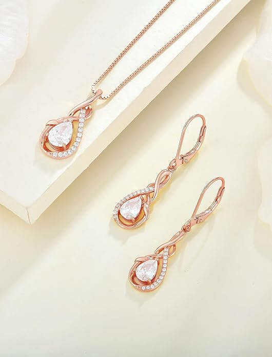 STARCHENIE Infinity Teardrop Pendant Necklace for Women 925 Sterling Silver Birthstone Jewelry