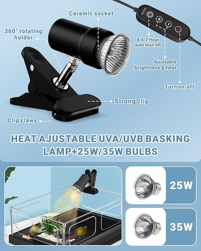 GOZILLA Small Turtle Tank Kit(Tank+Lamp+Filter), Acrylic Turtle Starter Kit with Adjustable Lamp, Reptile Habitat and Terrarium with Multi-Functional Areas for Small Reptiles. (Black Kit)-PurrikoPets