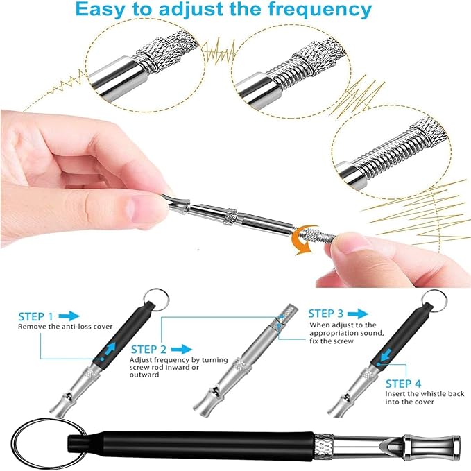 3 Pack Dog Whistle to Stop Barking Neighbors Dog - Adjustable Ultrasonic Silent Dog Whistle for Professional Training & Bark Control, with Lanyard (Black/White) - Effective Recall & Long Range-PurrikoPets